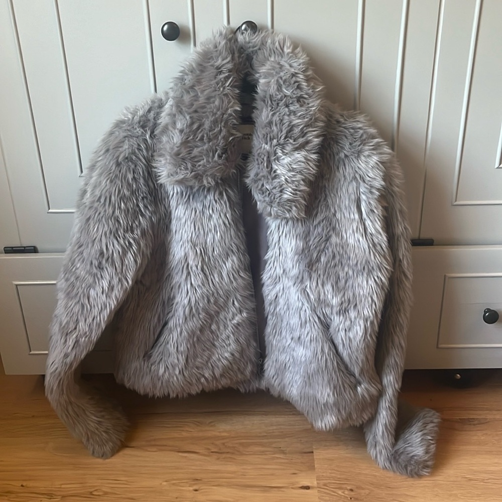 Grey/purple faux fur jacket